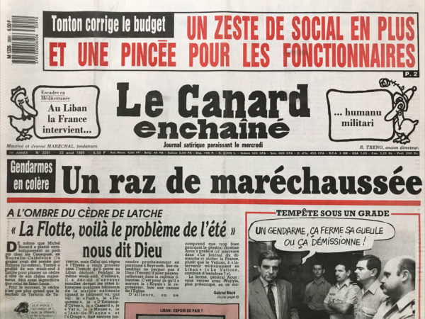 Couac ! | N° 3591 du Canard Enchaîné - 23 Août 1989 | Nos Exemplaires du Canard Enchaîné sont archivés dans de bonnes conditions de conservation (obscurité, hygrométrie maitrisée et faible température), ce qui s'avère indispensable pour des journaux anciens. | 3591