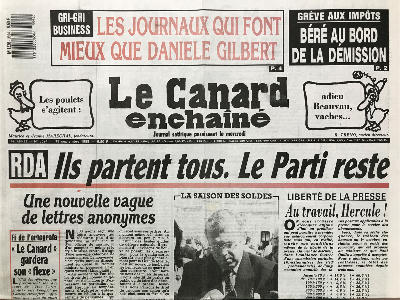 Couac ! | Acheter un Canard | Vente d'Anciens Journaux du Canard Enchaîné. Des Journaux Satiriques de Collection, Historiques & Authentiques de 1916 à 2004 ! | 3594