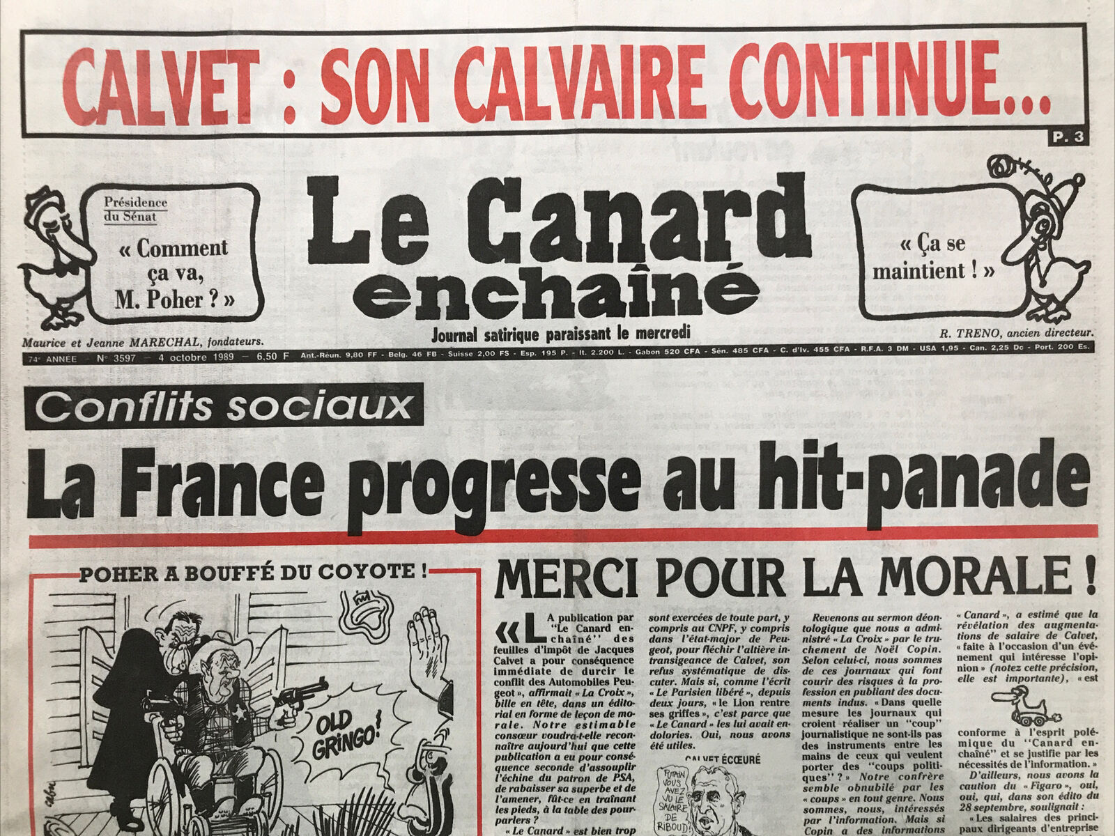 Couac ! | Acheter un Canard | Vente d'Anciens Journaux du Canard Enchaîné. Des Journaux Satiriques de Collection, Historiques & Authentiques de 1916 à 2004 ! | 3597