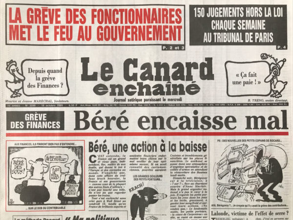 Couac ! | N° 3599 du Canard Enchaîné - 18 Octobre 1989 | Nos Exemplaires du Canard Enchaîné sont archivés dans de bonnes conditions de conservation (obscurité, hygrométrie maitrisée et faible température), ce qui s'avère indispensable pour des journaux anciens. | 3599