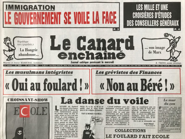 Couac ! | N° 3600 du Canard Enchaîné - 25 Octobre 1989 | Nos Exemplaires du Canard Enchaîné sont archivés dans de bonnes conditions de conservation (obscurité, hygrométrie maitrisée et faible température), ce qui s'avère indispensable pour des journaux anciens. | 3600