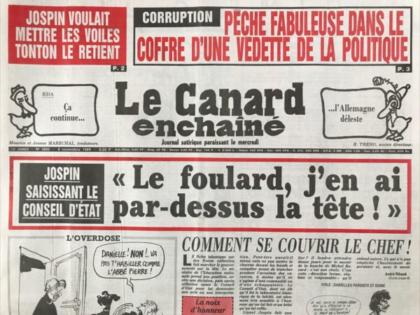 Couac ! | N° 3602 du Canard Enchaîné - 8 Novembre 1989 | Nos Exemplaires du Canard Enchaîné sont archivés dans de bonnes conditions de conservation (obscurité, hygrométrie maitrisée et faible température), ce qui s'avère indispensable pour des journaux anciens. | 3602