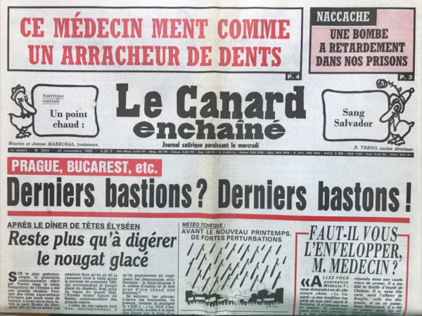 Couac ! | N° 3604 du Canard Enchaîné - 22 Novembre 1989 | Nos Exemplaires du Canard Enchaîné sont archivés dans de bonnes conditions de conservation (obscurité, hygrométrie maitrisée et faible température), ce qui s'avère indispensable pour des journaux anciens. | 3604