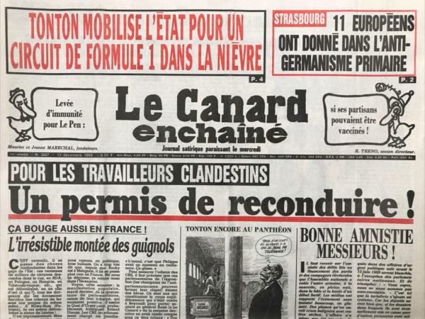 Couac ! | N° 3607 du Canard Enchaîné - 13 Décembre 1989 | Nos Exemplaires du Canard Enchaîné sont archivés dans de bonnes conditions de conservation (obscurité, hygrométrie maitrisée et faible température), ce qui s'avère indispensable pour des journaux anciens. | 3607