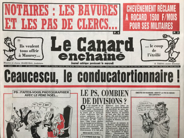 Couac ! | N° 3608 du Canard Enchaîné - 20 Décembre 1989 | Nos Exemplaires du Canard Enchaîné sont archivés dans de bonnes conditions de conservation (obscurité, hygrométrie maitrisée et faible température), ce qui s'avère indispensable pour des journaux anciens. | 3608