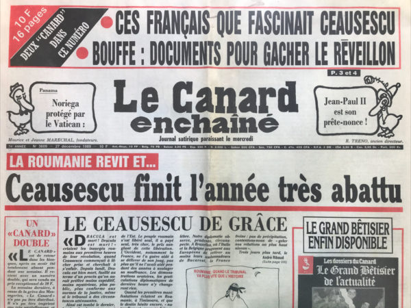 Couac ! | N° 3609 du Canard Enchaîné - 27 Décembre 1989 | Nos Exemplaires du Canard Enchaîné sont archivés dans de bonnes conditions de conservation (obscurité, hygrométrie maitrisée et faible température), ce qui s'avère indispensable pour des journaux anciens. | 3609