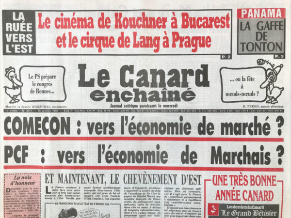 Couac ! | N° 3611 du Canard Enchaîné - 10 Janvier 1990 | Nos Exemplaires du Canard Enchaîné sont archivés dans de bonnes conditions de conservation (obscurité, hygrométrie maitrisée et faible température), ce qui s'avère indispensable pour des journaux anciens. | 3611