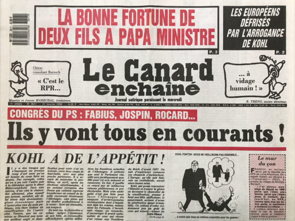 Couac ! | N° 3617 du Canard Enchaîné - 21 Février 1990 | Nos Exemplaires du Canard Enchaîné sont archivés dans de bonnes conditions de conservation (obscurité, hygrométrie maitrisée et faible température), ce qui s'avère indispensable pour des journaux anciens. | 3617