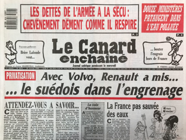 Couac ! | N° 3618 du Canard Enchaîné - 28 Février 1990 | Nos Exemplaires du Canard Enchaîné sont archivés dans de bonnes conditions de conservation (obscurité, hygrométrie maitrisée et faible température), ce qui s'avère indispensable pour des journaux anciens. | 3618