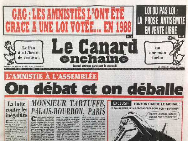 Couac ! | N° 3628 du Canard Enchaîné - 9 Mai 1990 | Nos Exemplaires du Canard Enchaîné sont archivés dans de bonnes conditions de conservation (obscurité, hygrométrie maitrisée et faible température), ce qui s'avère indispensable pour des journaux anciens. | 3628