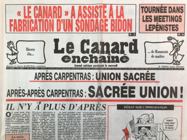 Couac ! | N° 3630 du Canard Enchaîné - 23 Mai 1990 | Nos Exemplaires du Canard Enchaîné sont archivés dans de bonnes conditions de conservation (obscurité, hygrométrie maitrisée et faible température), ce qui s'avère indispensable pour des journaux anciens. | 3630