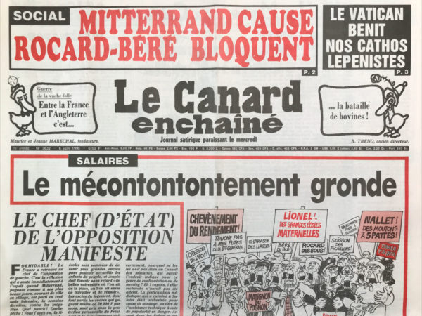 Couac ! | N° 3632 du Canard Enchaîné - 6 Juin 1990 | Nos Exemplaires du Canard Enchaîné sont archivés dans de bonnes conditions de conservation (obscurité, hygrométrie maitrisée et faible température), ce qui s'avère indispensable pour des journaux anciens. | 3632