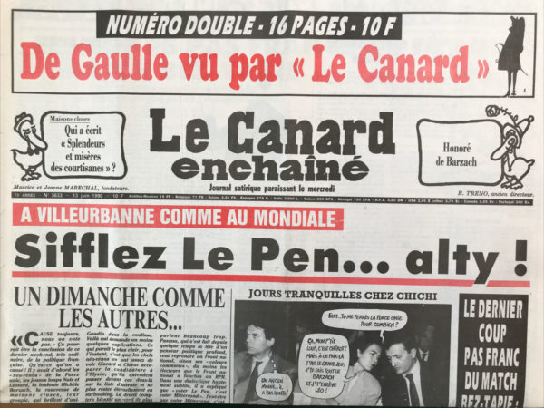 Couac ! | N° 3633 du Canard Enchaîné - 13 Juin 1990 | Nos Exemplaires du Canard Enchaîné sont archivés dans de bonnes conditions de conservation (obscurité, hygrométrie maitrisée et faible température), ce qui s'avère indispensable pour des journaux anciens. | 3633