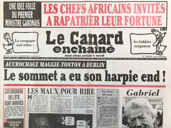 Couac ! | N° 3635 du Canard Enchaîné - 27 Juin 1990 | Nos Exemplaires du Canard Enchaîné sont archivés dans de bonnes conditions de conservation (obscurité, hygrométrie maitrisée et faible température), ce qui s'avère indispensable pour des journaux anciens. | 3635