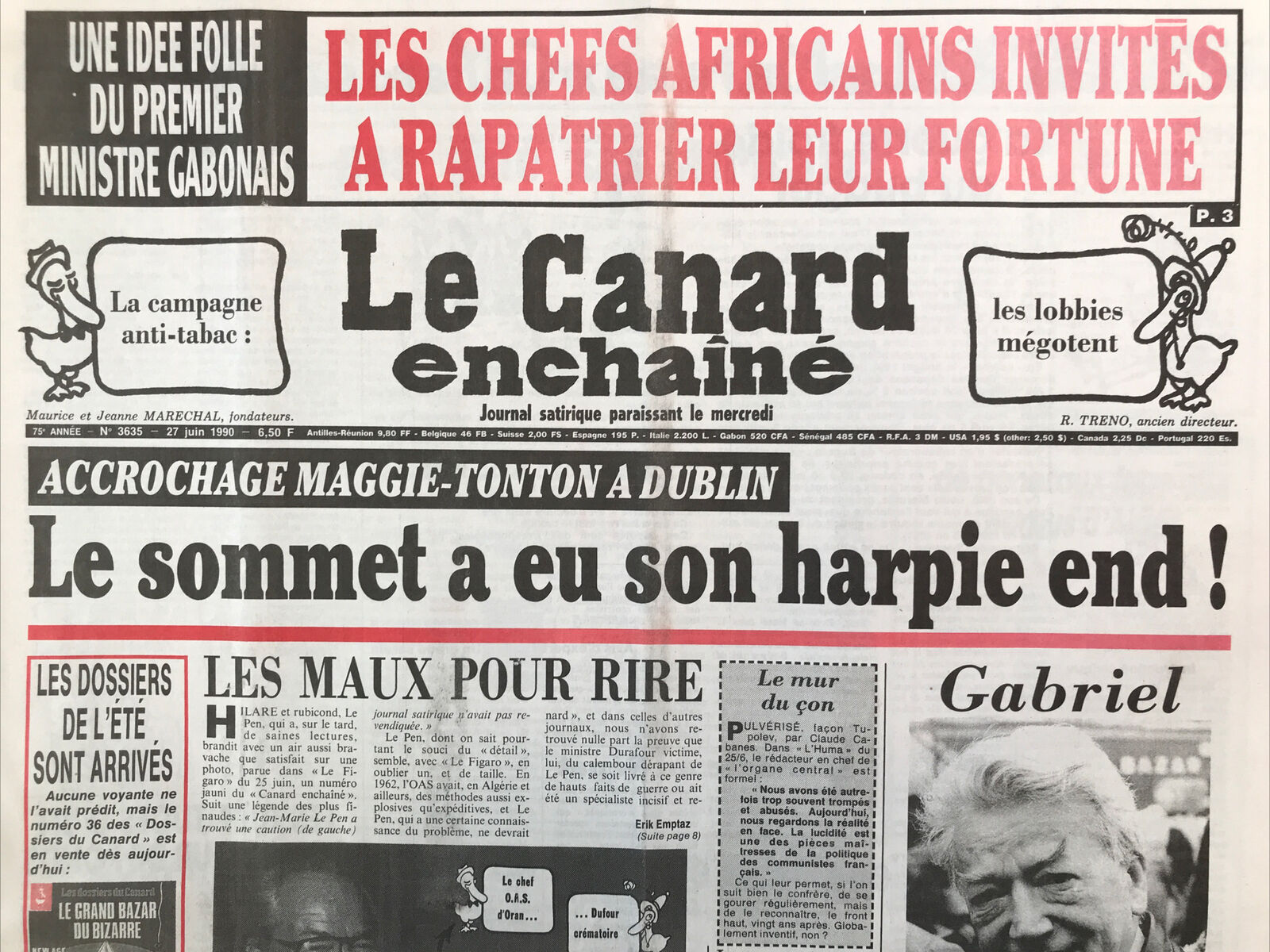 Couac ! | Acheter un Canard | Vente d'Anciens Journaux du Canard Enchaîné. Des Journaux Satiriques de Collection, Historiques & Authentiques de 1916 à 2004 ! | 3635