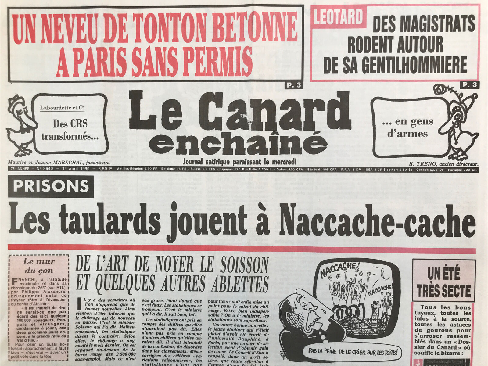 Couac ! | Acheter un Canard | Vente d'Anciens Journaux du Canard Enchaîné. Des Journaux Satiriques de Collection, Historiques & Authentiques de 1916 à 2004 ! | 3640