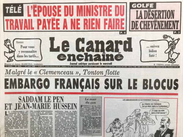 Couac ! | N° 3642 du Canard Enchaîné - 15 Août 1990 | Nos Exemplaires du Canard Enchaîné sont archivés dans de bonnes conditions de conservation (obscurité, hygrométrie maitrisée et faible température), ce qui s'avère indispensable pour des journaux anciens. | 3642