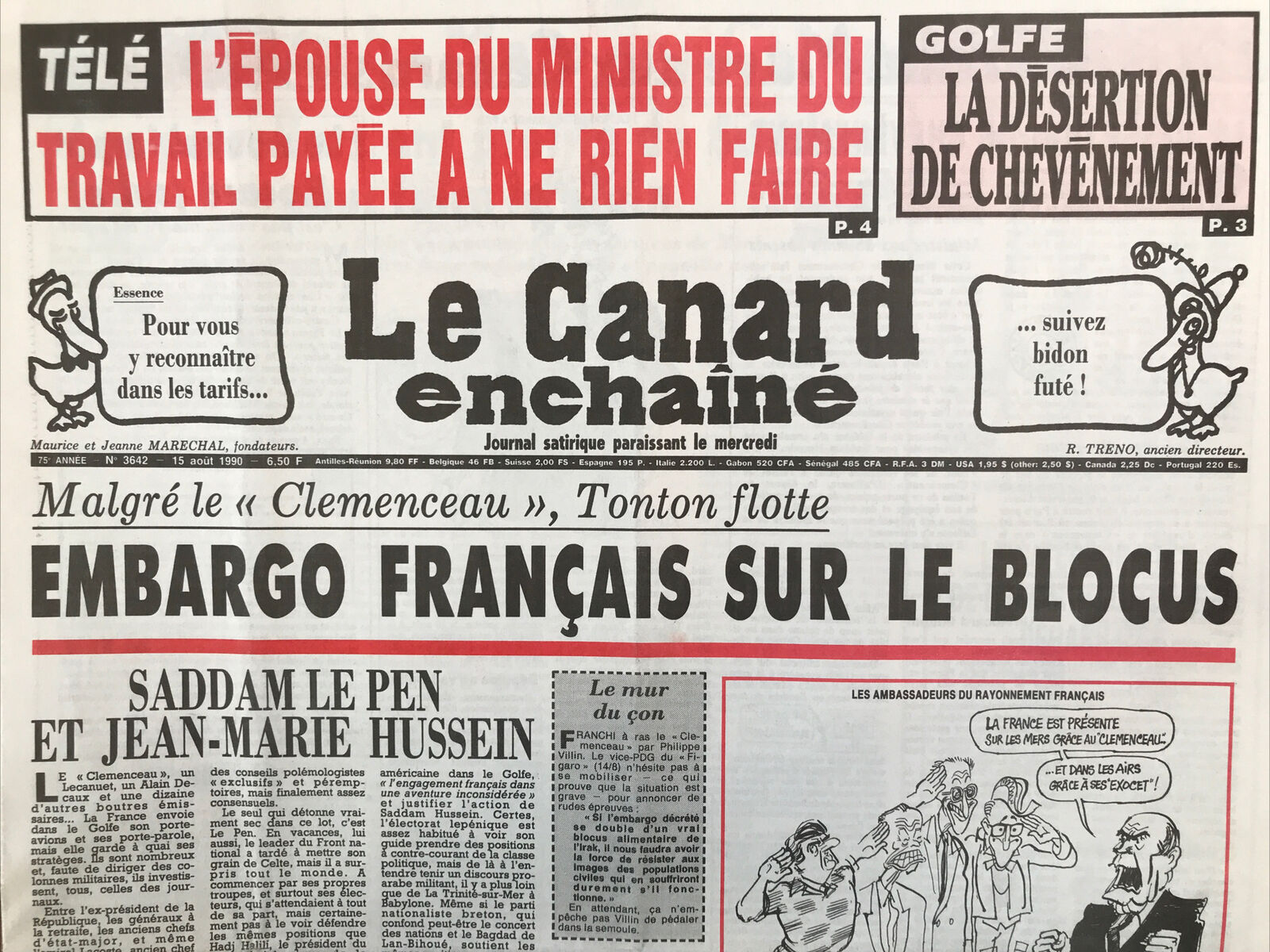 Couac ! | Acheter un Canard | Vente d'Anciens Journaux du Canard Enchaîné. Des Journaux Satiriques de Collection, Historiques & Authentiques de 1916 à 2004 ! | 3642