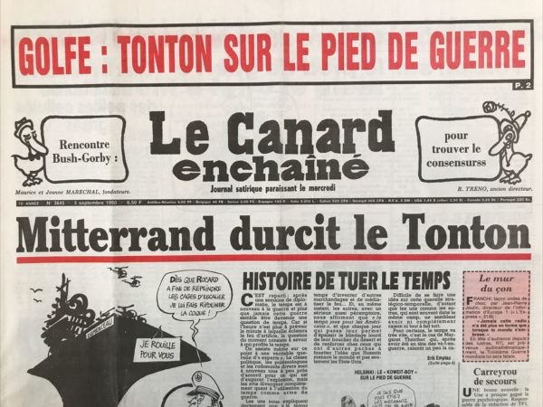 Couac ! | N° 3645 du Canard Enchaîné - 5 Septembre 1990 | Nos Exemplaires du Canard Enchaîné sont archivés dans de bonnes conditions de conservation (obscurité, hygrométrie maitrisée et faible température), ce qui s'avère indispensable pour des journaux anciens. | 3645