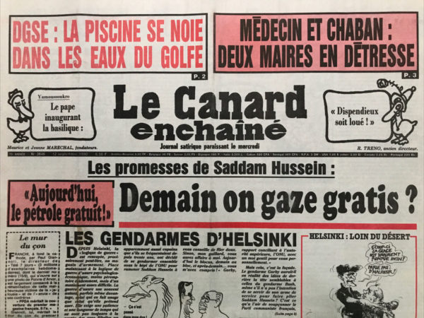 Couac ! | N° 3646 du Canard Enchaîné - 12 Septembre 1990 | Nos Exemplaires du Canard Enchaîné sont archivés dans de bonnes conditions de conservation (obscurité, hygrométrie maitrisée et faible température), ce qui s'avère indispensable pour des journaux anciens. | 3646