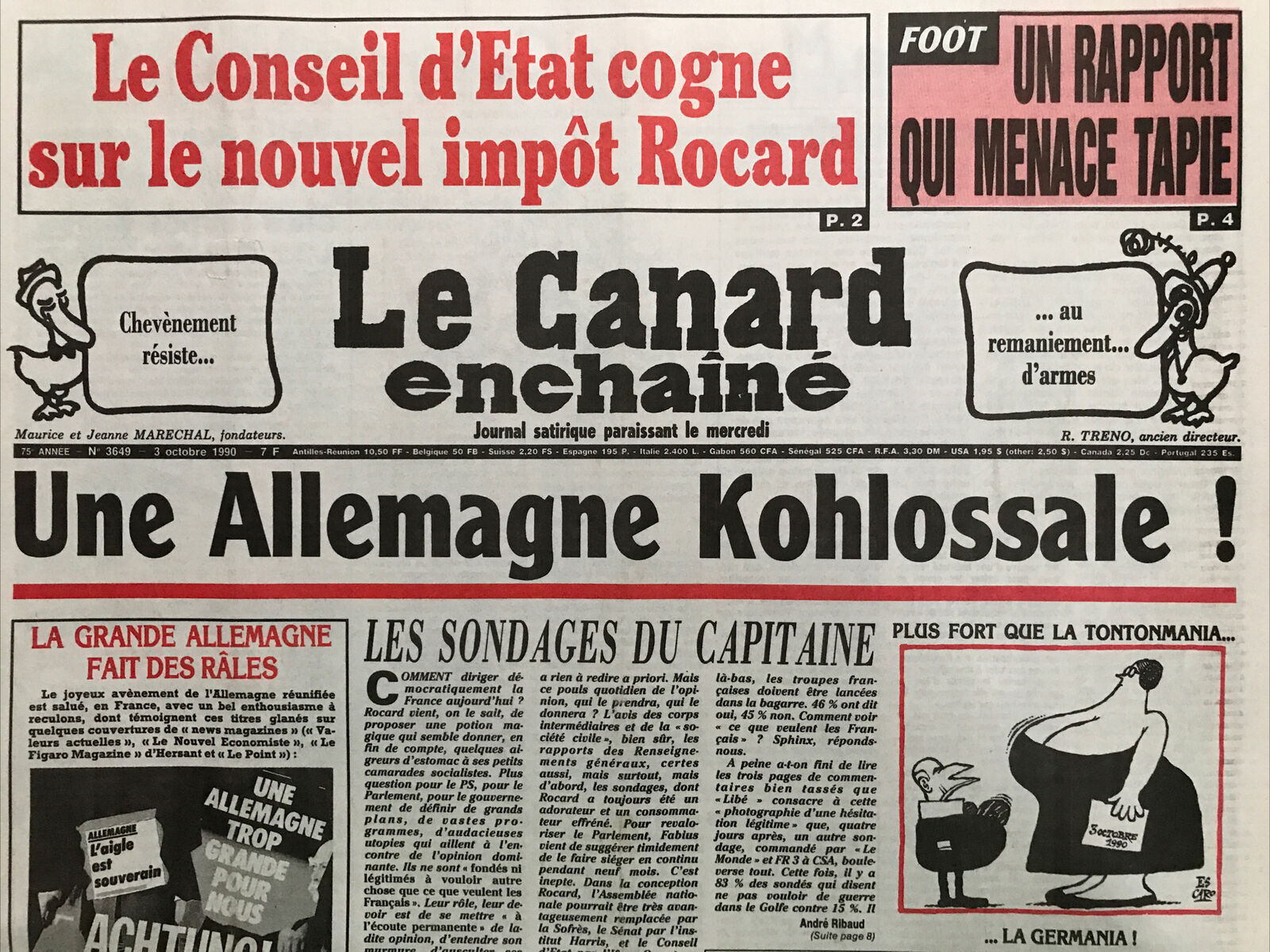 Couac ! | Acheter un Canard | Vente d'Anciens Journaux du Canard Enchaîné. Des Journaux Satiriques de Collection, Historiques & Authentiques de 1916 à 2004 ! | 3649