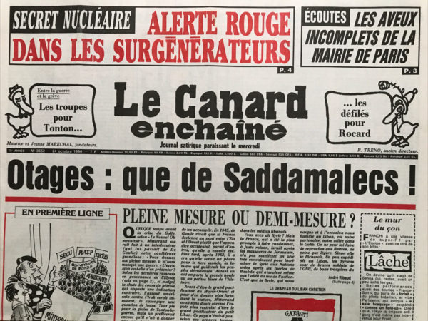 Couac ! | N° 3652 du Canard Enchaîné - 24 Octobre 1990 | Nos Exemplaires du Canard Enchaîné sont archivés dans de bonnes conditions de conservation (obscurité, hygrométrie maitrisée et faible température), ce qui s'avère indispensable pour des journaux anciens. | 3652