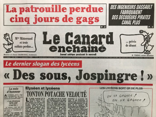 Couac ! | N° 3654 du Canard Enchaîné - 7 Novembre 1990 | Nos Exemplaires du Canard Enchaîné sont archivés dans de bonnes conditions de conservation (obscurité, hygrométrie maitrisée et faible température), ce qui s'avère indispensable pour des journaux anciens. | 3654