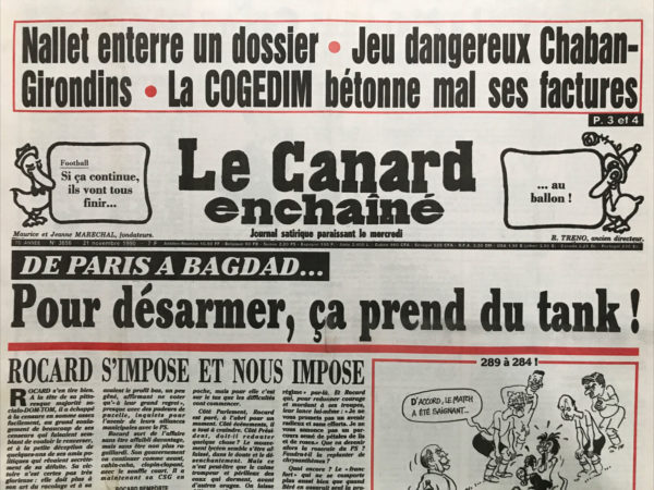 Couac ! | N° 3656 du Canard Enchaîné - 21 Novembre 1990 | Nos Exemplaires du Canard Enchaîné sont archivés dans de bonnes conditions de conservation (obscurité, hygrométrie maitrisée et faible température), ce qui s'avère indispensable pour des journaux anciens. | 3656