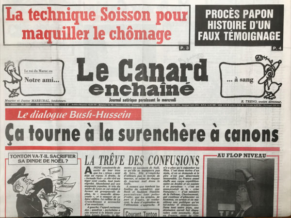 Couac ! | N° 3660 du Canard Enchaîné - 19 Décembre 1990 | Nos Exemplaires du Canard Enchaîné sont archivés dans de bonnes conditions de conservation (obscurité, hygrométrie maitrisée et faible température), ce qui s'avère indispensable pour des journaux anciens. | 3660