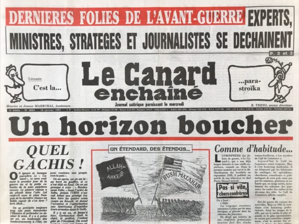 Couac ! | N° 3664 du Canard Enchaîné - 16 Janvier 1991 | Nos Exemplaires du Canard Enchaîné sont archivés dans de bonnes conditions de conservation (obscurité, hygrométrie maitrisée et faible température), ce qui s'avère indispensable pour des journaux anciens. | 3664