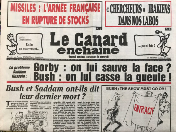 Couac ! | N° 3669 du Canard Enchaîné - 20 Février 1991 | Nos Exemplaires du Canard Enchaîné sont archivés dans de bonnes conditions de conservation (obscurité, hygrométrie maitrisée et faible température), ce qui s'avère indispensable pour des journaux anciens. | 3669