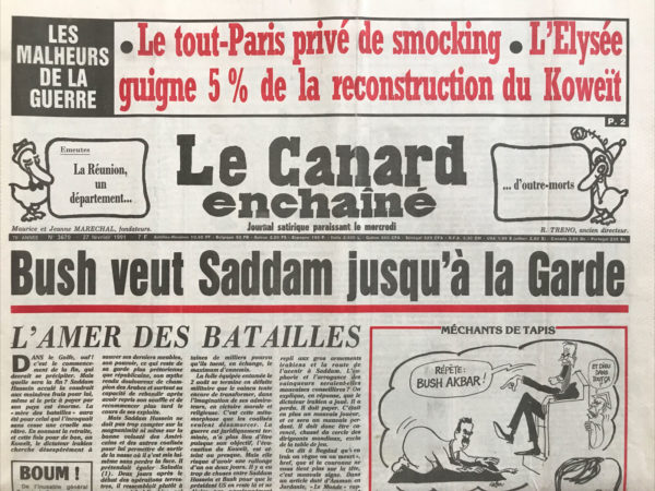 Couac ! | N° 3670 du Canard Enchaîné - 27 Février 1991 | Nos Exemplaires du Canard Enchaîné sont archivés dans de bonnes conditions de conservation (obscurité, hygrométrie maitrisée et faible température), ce qui s'avère indispensable pour des journaux anciens. | 3670