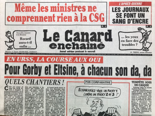 Couac ! | N° 3673 du Canard Enchaîné - 20 Mars 1991 | Nos Exemplaires du Canard Enchaîné sont archivés dans de bonnes conditions de conservation (obscurité, hygrométrie maitrisée et faible température), ce qui s'avère indispensable pour des journaux anciens. | 3673