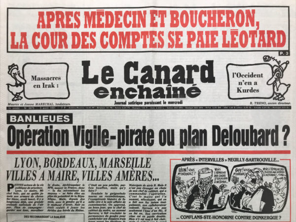 Couac ! | N° 3675 du Canard Enchaîné - 3 Avril 1991 | Nos Exemplaires du Canard Enchaîné sont archivés dans de bonnes conditions de conservation (obscurité, hygrométrie maitrisée et faible température), ce qui s'avère indispensable pour des journaux anciens. | 3675