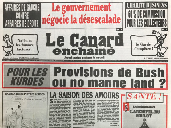 Couac ! | N° 3677 du Canard Enchaîné - 17 Avril 1991 | Nos Exemplaires du Canard Enchaîné sont archivés dans de bonnes conditions de conservation (obscurité, hygrométrie maitrisée et faible température), ce qui s'avère indispensable pour des journaux anciens. | 3677