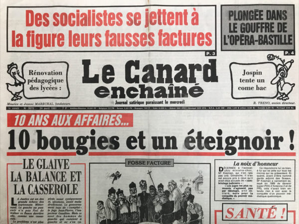 Couac ! | N° 3678 du Canard Enchaîné - 24 Avril 1991 | Nos Exemplaires du Canard Enchaîné sont archivés dans de bonnes conditions de conservation (obscurité, hygrométrie maitrisée et faible température), ce qui s'avère indispensable pour des journaux anciens. | 3678