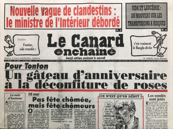 Couac ! | N° 3680 du Canard Enchaîné - 8 Mai 1991 | Nos Exemplaires du Canard Enchaîné sont archivés dans de bonnes conditions de conservation (obscurité, hygrométrie maitrisée et faible température), ce qui s'avère indispensable pour des journaux anciens. | 3680