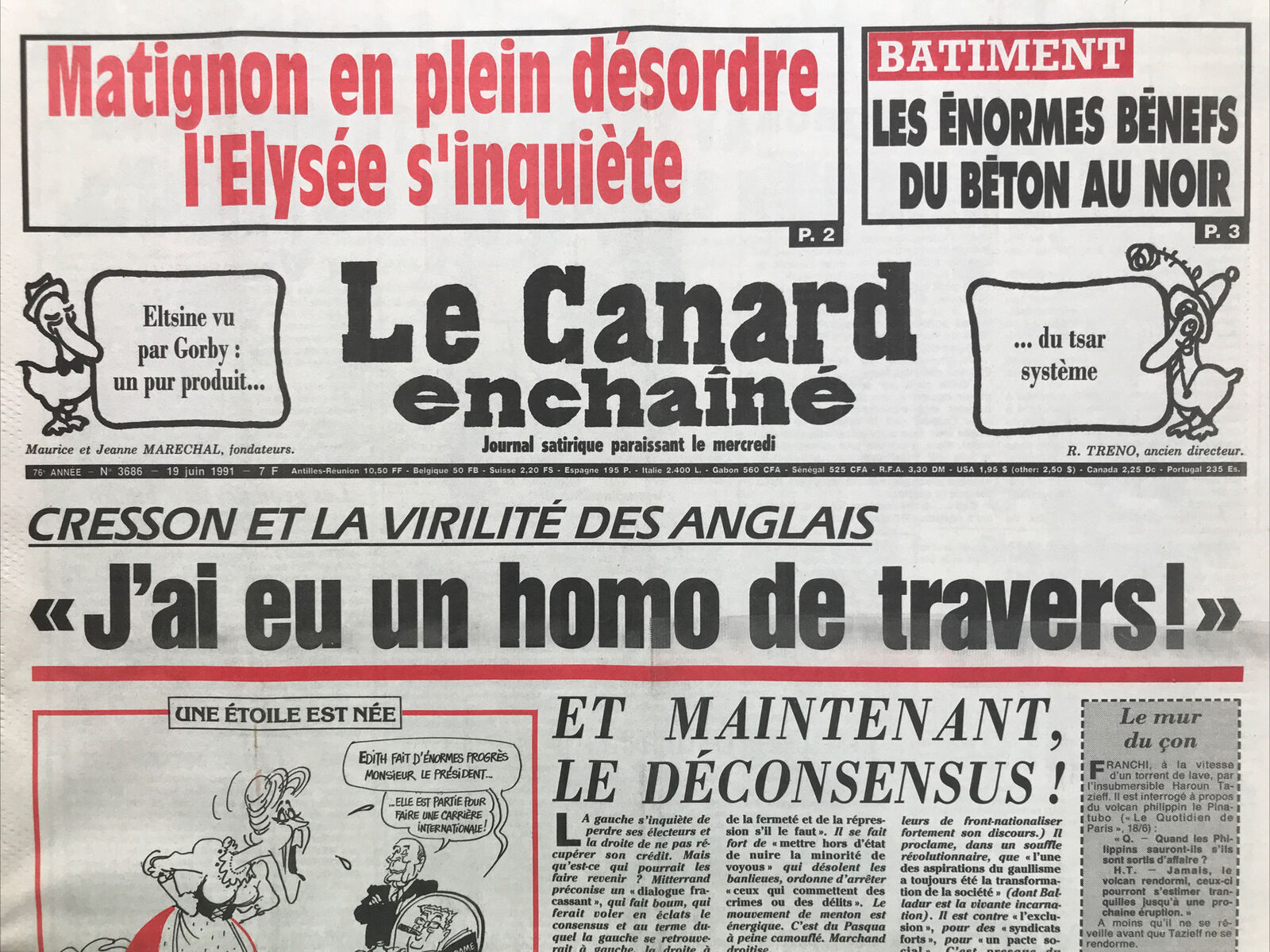 Couac ! | Acheter un Canard | Vente d'Anciens Journaux du Canard Enchaîné. Des Journaux Satiriques de Collection, Historiques & Authentiques de 1916 à 2004 ! | 3686