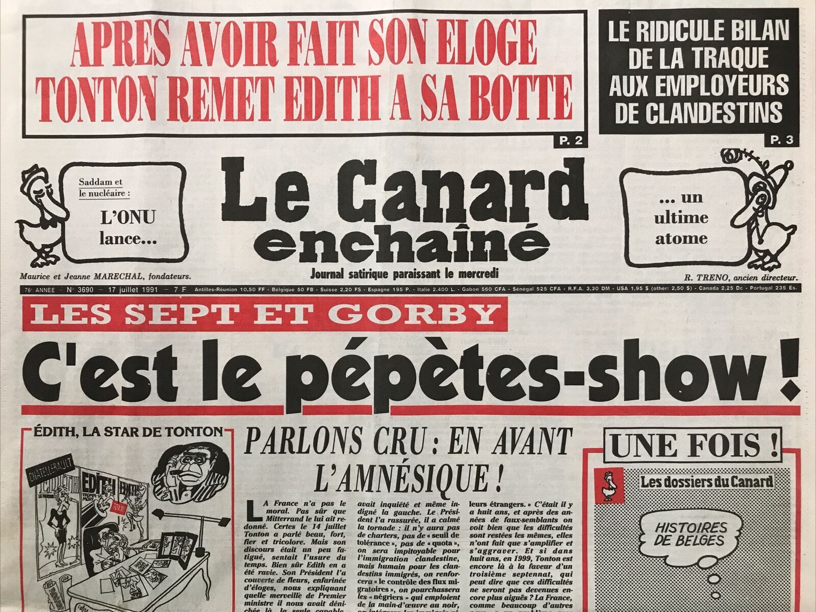 Couac ! | Acheter un Canard | Vente d'Anciens Journaux du Canard Enchaîné. Des Journaux Satiriques de Collection, Historiques & Authentiques de 1916 à 2004 ! | 3690