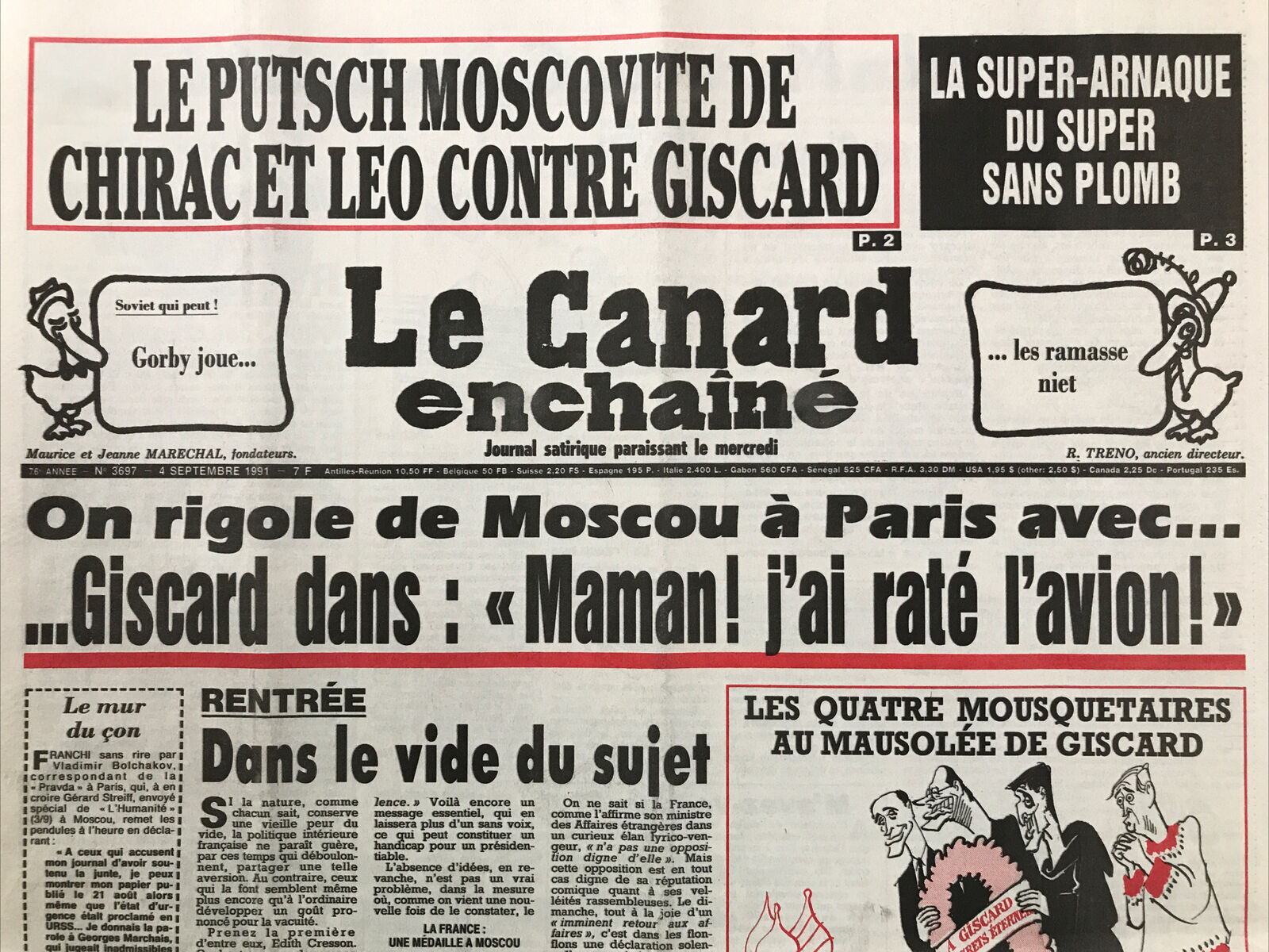 Couac ! | Acheter un Canard | Vente d'Anciens Journaux du Canard Enchaîné. Des Journaux Satiriques de Collection, Historiques & Authentiques de 1916 à 2004 ! | 3697