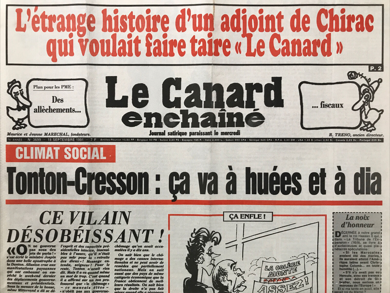 Couac ! | Acheter un Canard | Vente d'Anciens Journaux du Canard Enchaîné. Des Journaux Satiriques de Collection, Historiques & Authentiques de 1916 à 2004 ! | 3699