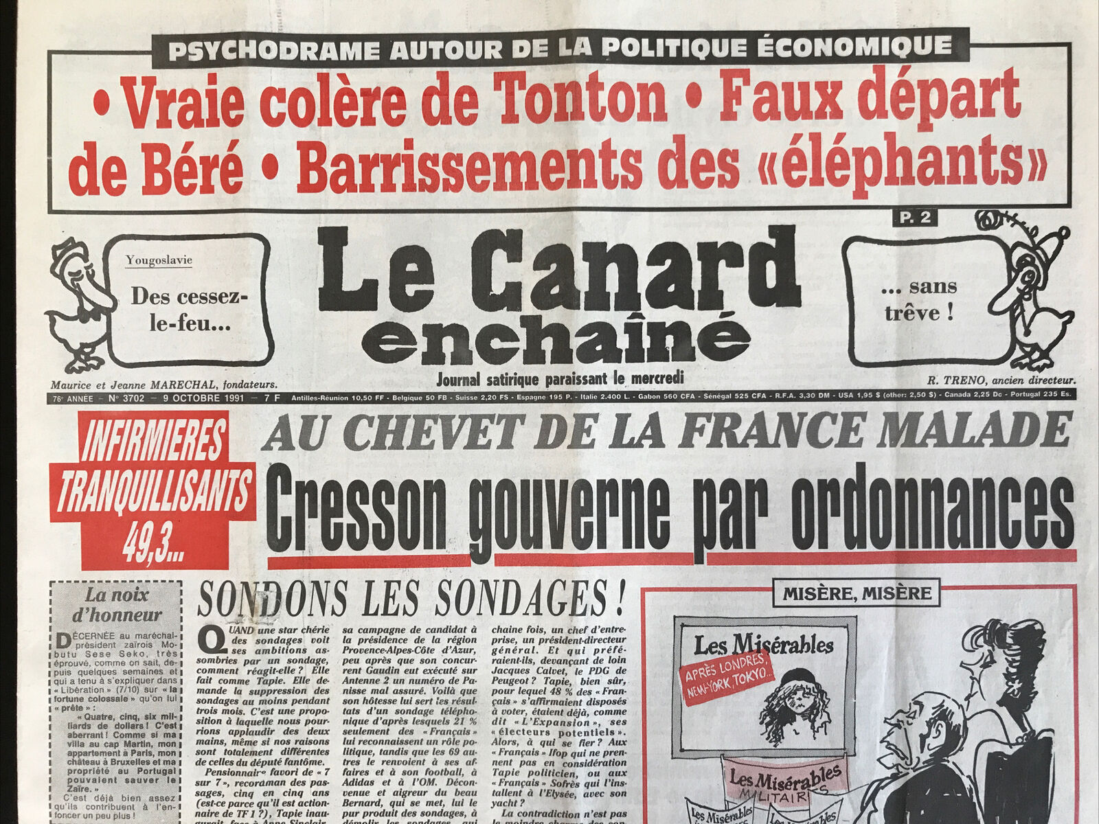 Couac ! | Acheter un Canard | Vente d'Anciens Journaux du Canard Enchaîné. Des Journaux Satiriques de Collection, Historiques & Authentiques de 1916 à 2004 ! | 3702