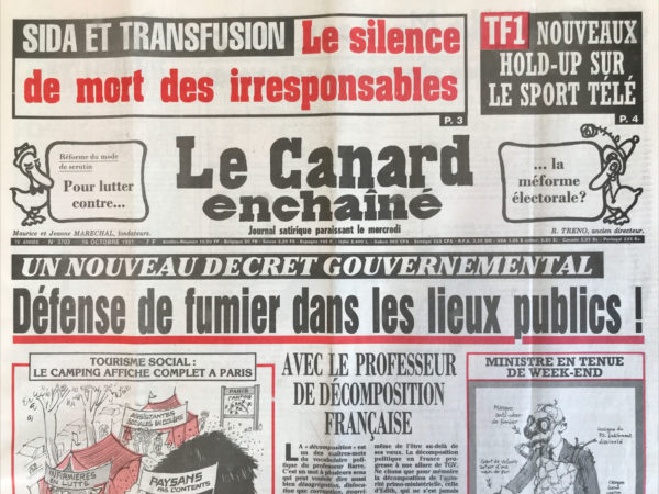 Couac ! | N° 3703 du Canard Enchaîné - 16 Octobre 1991 | Nos Exemplaires du Canard Enchaîné sont archivés dans de bonnes conditions de conservation (obscurité, hygrométrie maitrisée et faible température), ce qui s'avère indispensable pour des journaux anciens. | 3703