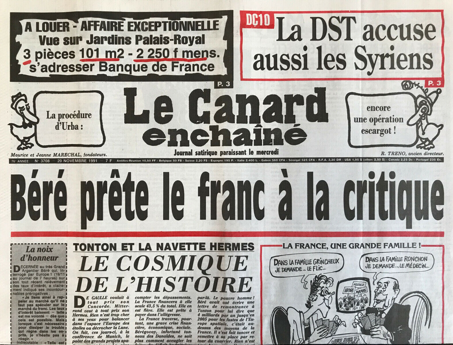 Couac ! | Acheter un Canard | Vente d'Anciens Journaux du Canard Enchaîné. Des Journaux Satiriques de Collection, Historiques & Authentiques de 1916 à 2004 ! | 3708