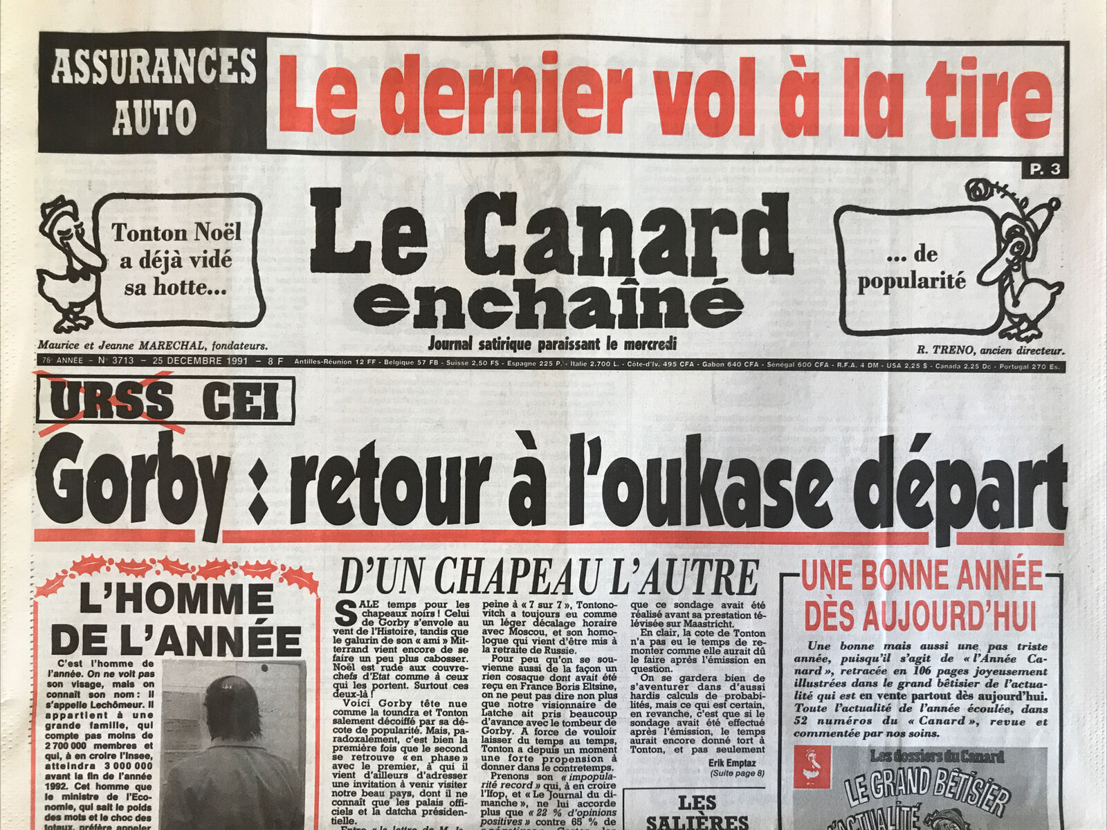 Couac ! | Acheter un Canard | Vente d'Anciens Journaux du Canard Enchaîné. Des Journaux Satiriques de Collection, Historiques & Authentiques de 1916 à 2004 ! | 3713