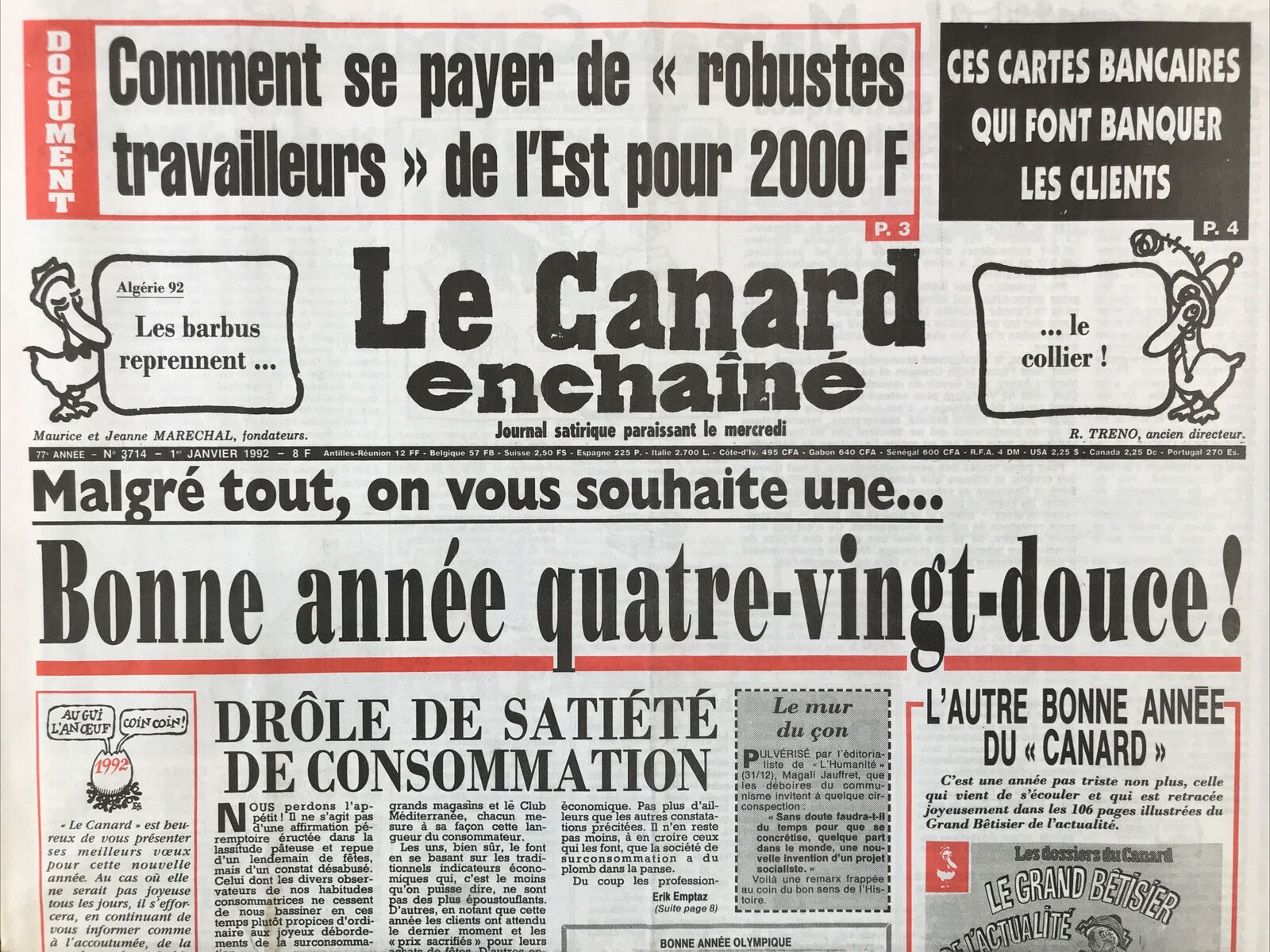 Couac ! | Acheter un Canard | Vente d'Anciens Journaux du Canard Enchaîné. Des Journaux Satiriques de Collection, Historiques & Authentiques de 1916 à 2004 ! | 3714