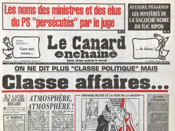 Couac ! | N° 3717 du Canard Enchaîné - 22 Janvier 1992 | Nos Exemplaires du Canard Enchaîné sont archivés dans de bonnes conditions de conservation (obscurité, hygrométrie maitrisée et faible température), ce qui s'avère indispensable pour des journaux anciens. | 3717