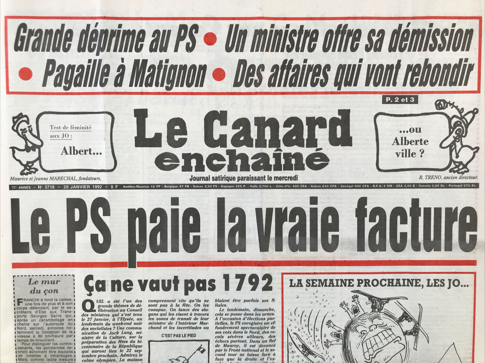 Couac ! | Acheter un Canard | Vente d'Anciens Journaux du Canard Enchaîné. Des Journaux Satiriques de Collection, Historiques & Authentiques de 1916 à 2004 ! | 3718