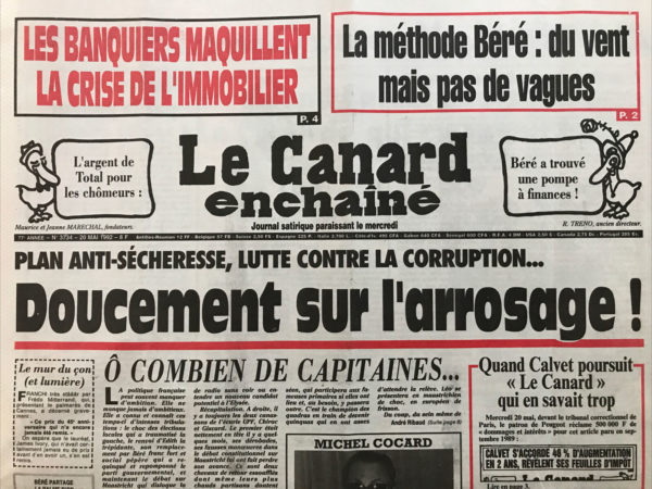 Couac ! | N° 3734 du Canard Enchaîné - 20 Mai 1992 | Nos Exemplaires du Canard Enchaîné sont archivés dans de bonnes conditions de conservation (obscurité, hygrométrie maitrisée et faible température), ce qui s'avère indispensable pour des journaux anciens. | 3734