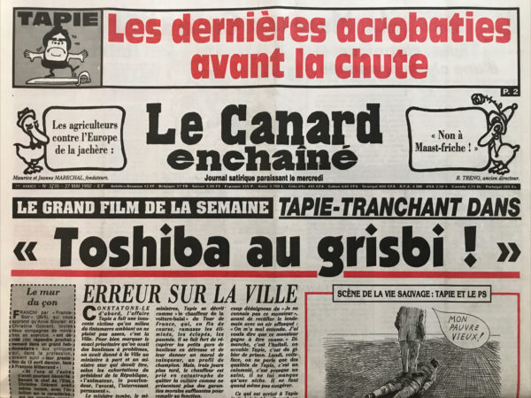 Couac ! | N° 3735 du Canard Enchaîné - 27 Mai 1992 | Nos Exemplaires du Canard Enchaîné sont archivés dans de bonnes conditions de conservation (obscurité, hygrométrie maitrisée et faible température), ce qui s'avère indispensable pour des journaux anciens. | 3735